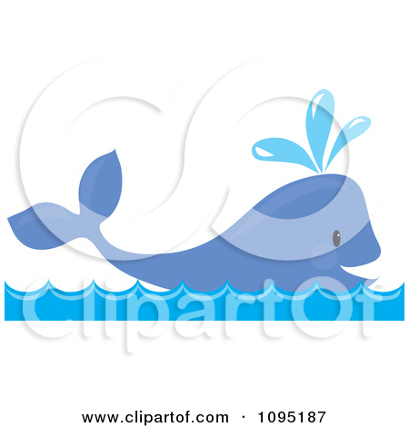 Clipart Happy Whale Spouting Water   Royalty Free Vector Illustration