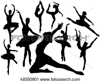 Clipart Of Vector   Ballet Dancers Silhouettes K8350901   Search Clip    