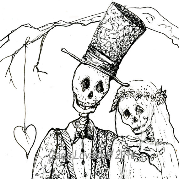     Dead   Print   Bride Groom Halloween Steampunk Gothic Valentine Heart