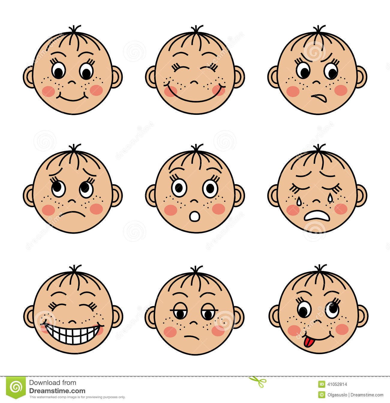     Faces With Different Emotions Stock Vector   Image  41052814