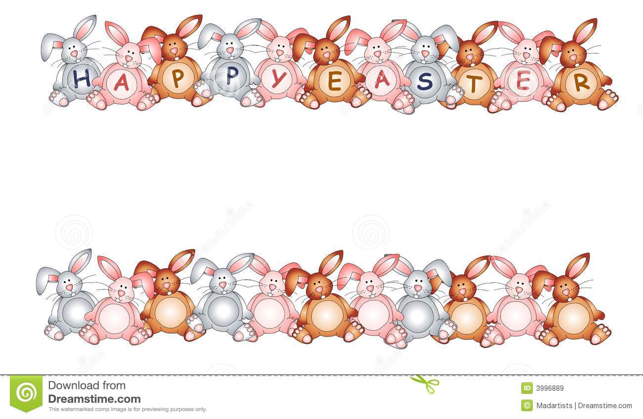 Featuring 2 Rows Of Easter Bunny Rabbits   One With  Happy Easter    