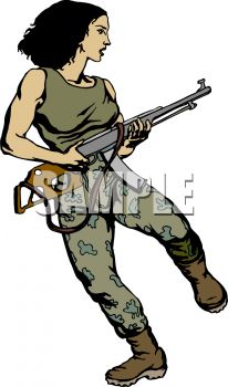 Female Guerrilla Soldier   Royalty Free Clip Art Picture