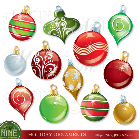 Holiday Clipart Christmas Ornaments Clip Art Instant Download