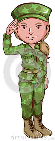 Illustration Of A Sketch Of A Female Soldier On A White Background