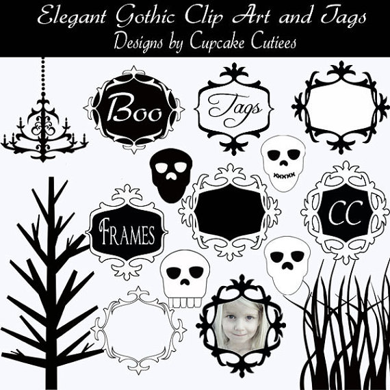Items Similar To Gothic Halloween Digital Clipart Elements Commercial    