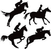 Jumping Horses With Riders   Royalty Free Clip Art