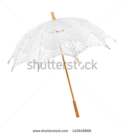 Lace Umbrella Wedding Accessory Isolated On White Background   Stock