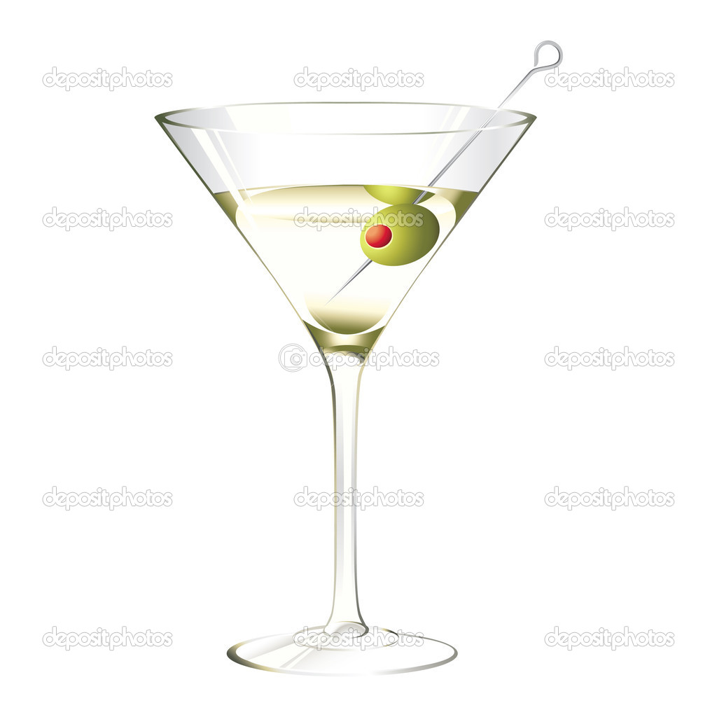 Martini Glass With Olive