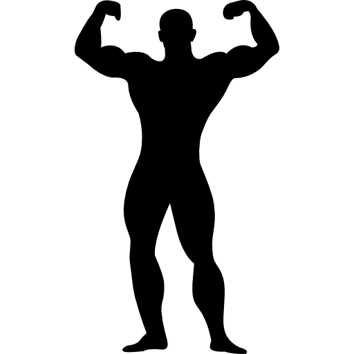 Muscular Man Flexing Silhouette   Free People Icons