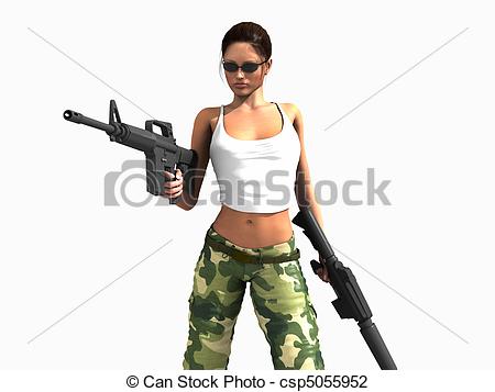 Of A Female Soldier Holding    Csp5055952   Search Clipart