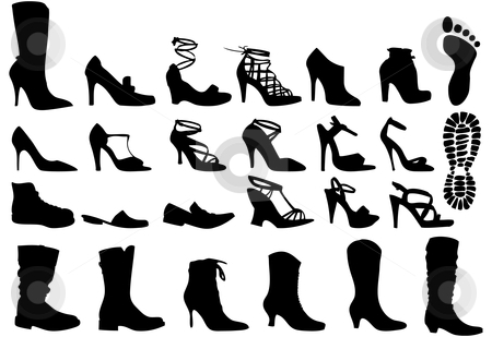 Shoe Silhouettes Stock Vector Clipart Shoe Silhouettes Set Vector By    