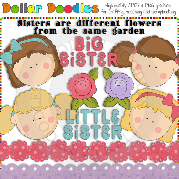 Sisters Clip Art Download     1 00   Dollar Doodles