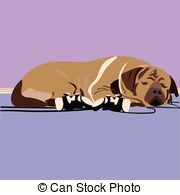 Sleepy Dog   An Illustration Of A Sleeping English Mastiff