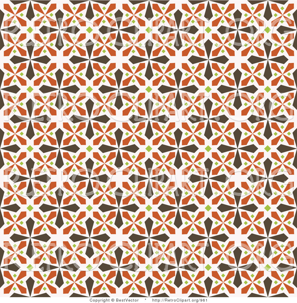 Vector Retro Clipart Of A Seamless Brown And Orange Kaleidoscope Cross