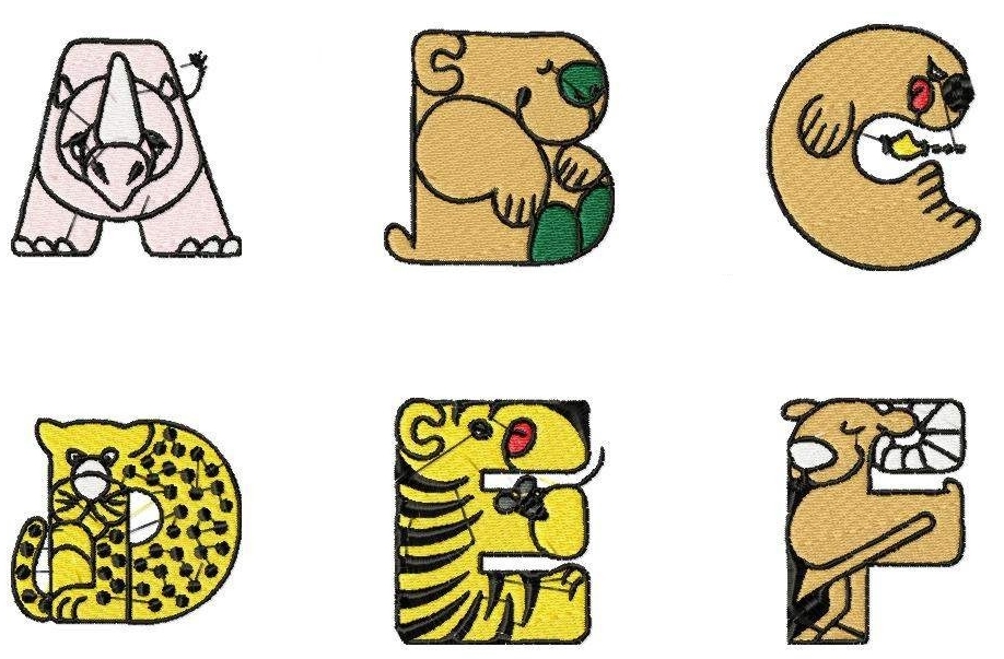 26 Safari Wild Zoo Animals Font Alphabet Great 4 Quilt Blocks