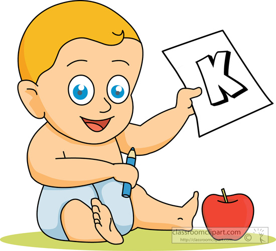 Alphabets   Baby Holding Letter Of Alphabet K   Classroom Clipart