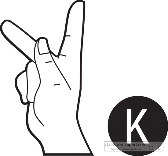 American Sign Language  Sign Language Letter K Outline