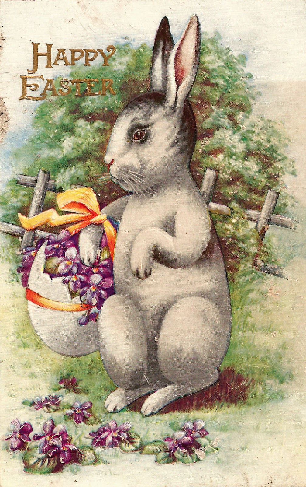 Antique Images  Free Easter Clip Art  Vintage Easter Bunny Carrying