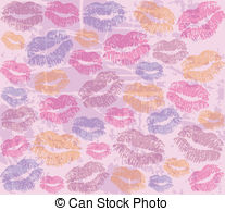 Background With The Imprints Of Lip Clip Art