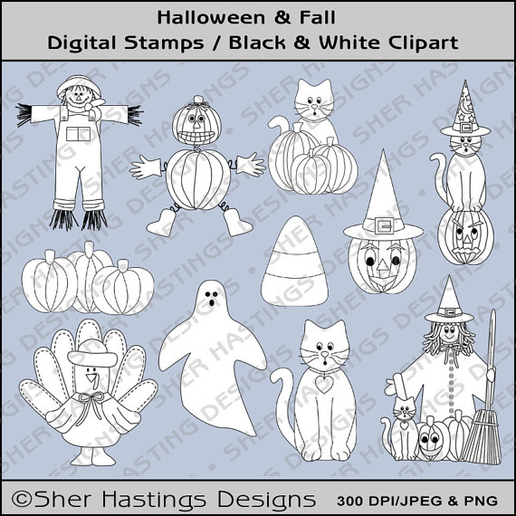 Black And White Clipart   Digital Scrapbooking Halloween Clipart