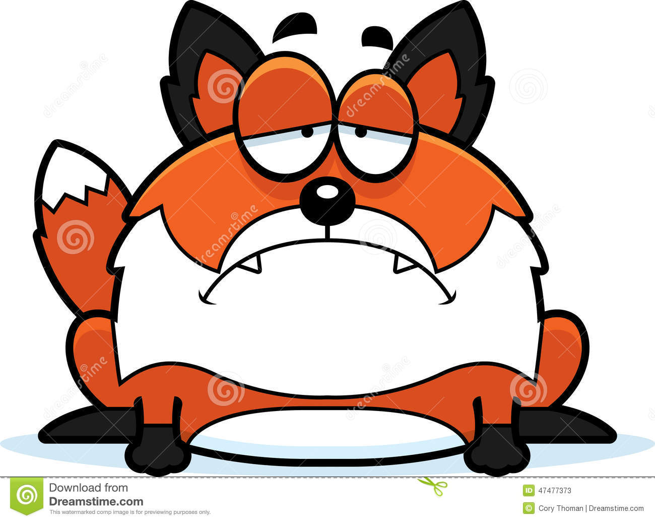 Cartoon Illustration Of A Fox Looking Sad