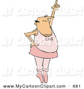 Clip Art Of A Hairy Male Ballerina Pointing Up One Finger And    
