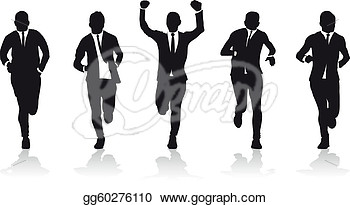 Clipart   A Group Of Business Runners Silhouettes  Stock Illustration