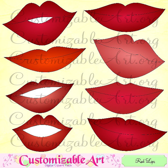 Clipart Digital Lips Clip Art Images Printable Bright Red Gloss Shine
