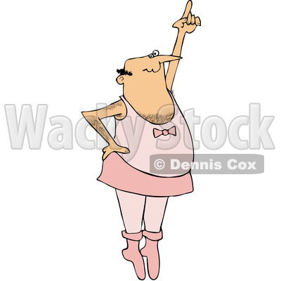 Clipart Illustration Of A Hairy Male Ballerina Pointing Up One Finger