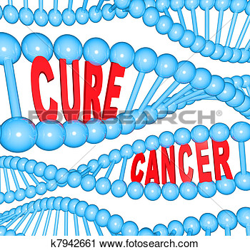 Clipart Of Cure Cancer Words In Dna Strands Medical Research K7942661    