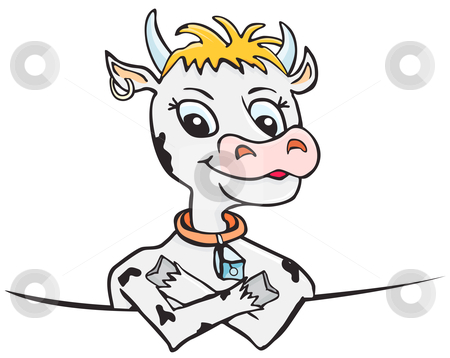 Cow Behind Board Stock Vector Clipart Cartoon Cow Behind Blank