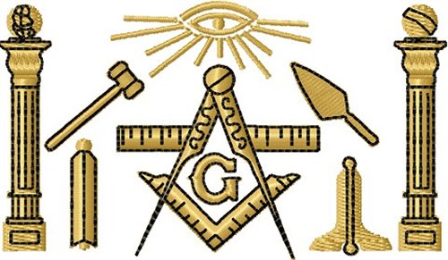 Digital Giggle Embroidery Design  Masonic Symbols 2 00 Inches H X 3 46