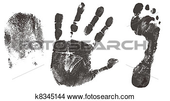 Drawing   Finger Hand And Feet Print  Fotosearch   Search Clip Art    