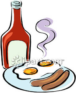 Eggs And Sausage With Ketchup Royalty Free Clipart Picture