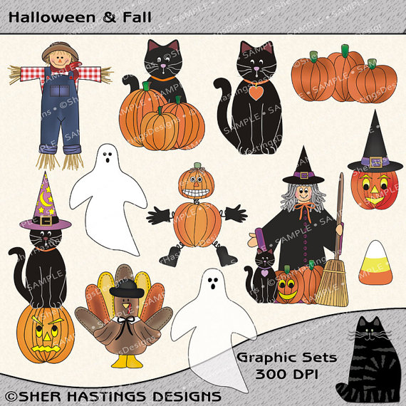 Fall Clipart And Graphic Set Fall Clipart Black Cat Clipart