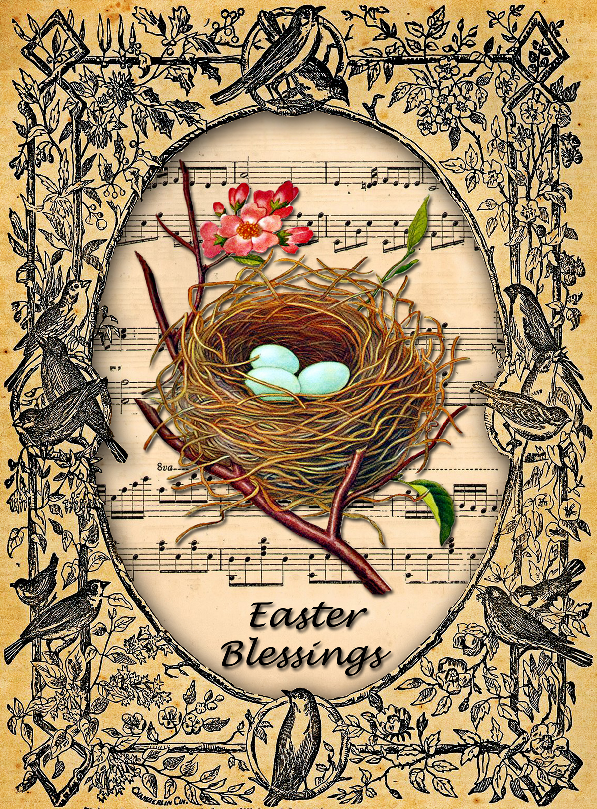 Free Vintage Clip Art   Easter Blessings Digital Collage