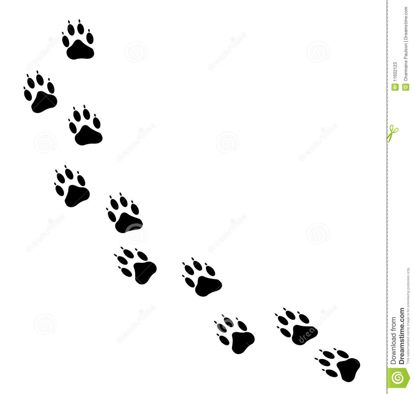 Graphic Illustration Of Dog Paw Tracks Across The Image