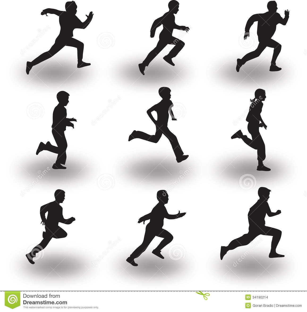 Group Of Nine Runners Silhouette Vector All You Can Select Separately