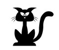 Halloween Black Cat Vector Silhouette  Cartoon Clipart Illustration