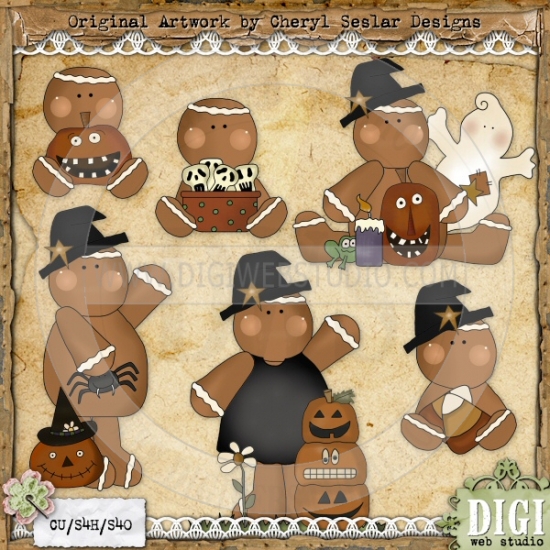 Halloween Gingers 1   Cheryl Seslar Country Clip Art   Digi Web Studio