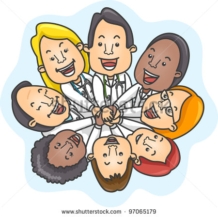 Illustration Of A Team Of Doctors Demonstrating Unity   Stock Vector