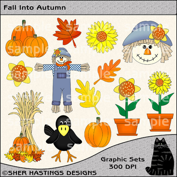 Into Autumn Clipart And Graphic Set Fall Clipart Halloween Clipart