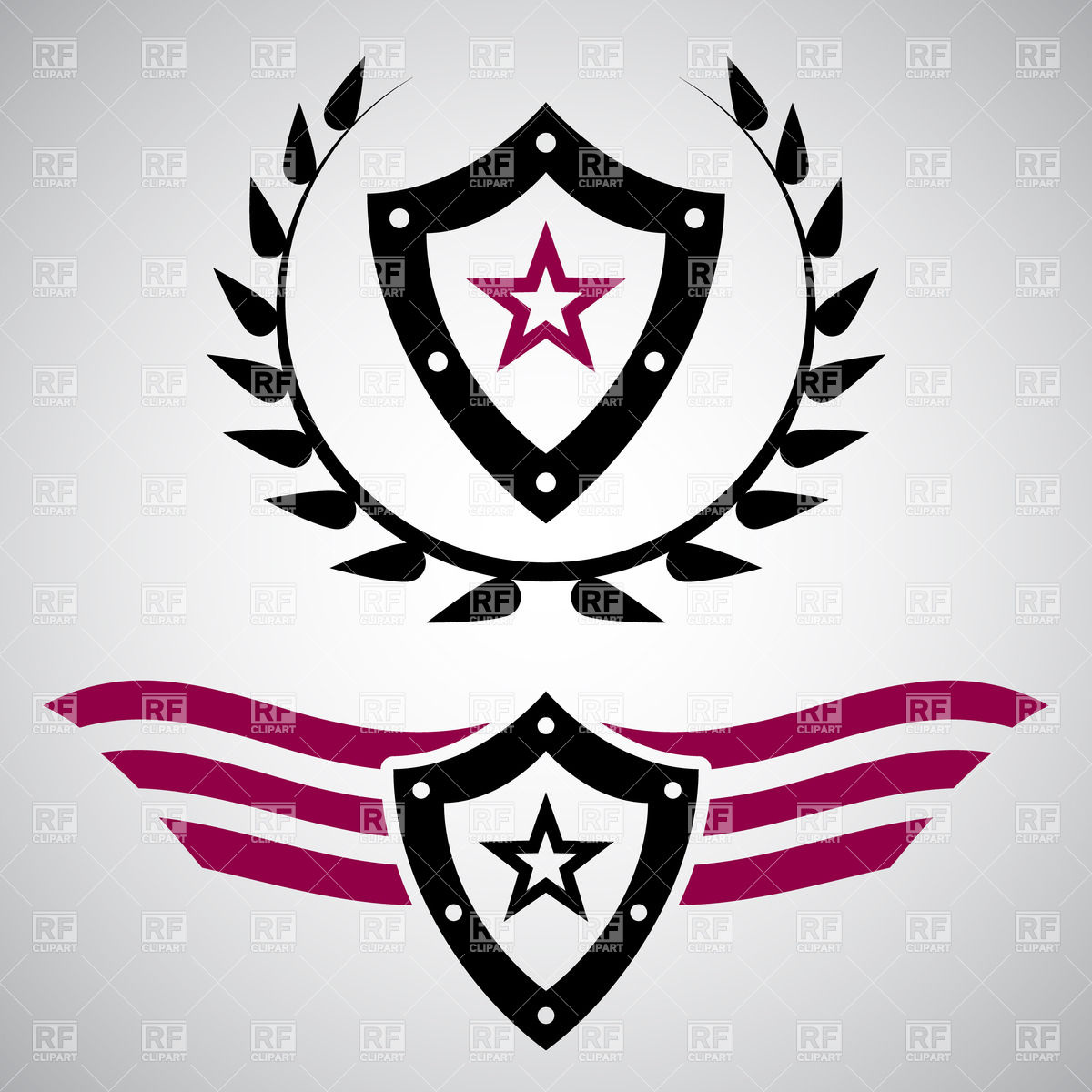 Military Style Emblems With Shields 28386 Download Royalty Free