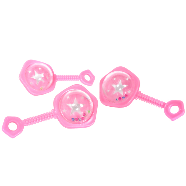 Package Of 2 75 Inch Long Pink Baby Rattle Favors Each Plastic Rattle