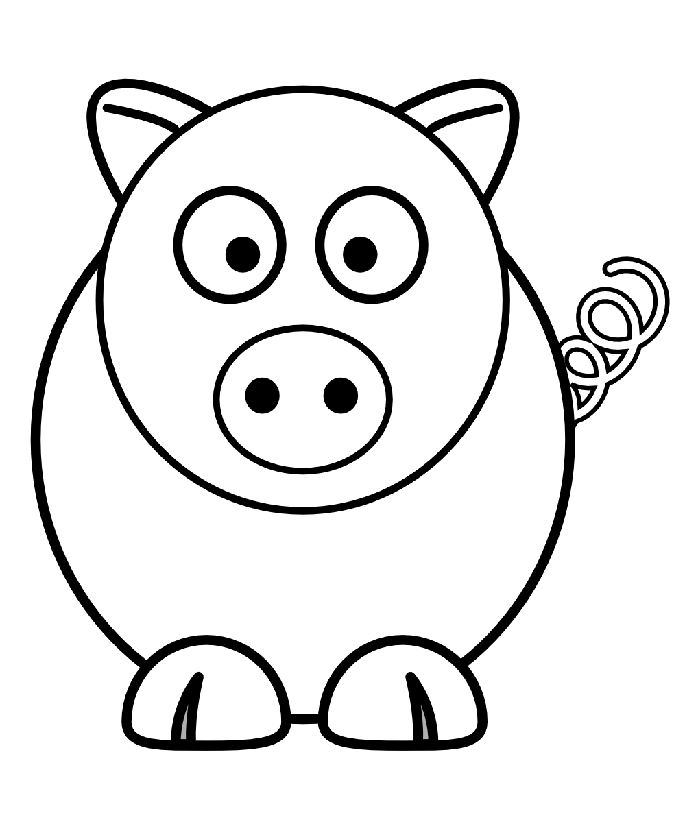 Pig Round Black White Line Art Christmas Xmas Stuffed Animal