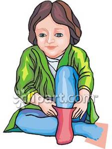 Putting On Clothes Clipart Girl Putting On Socks Royalty Free Clipart