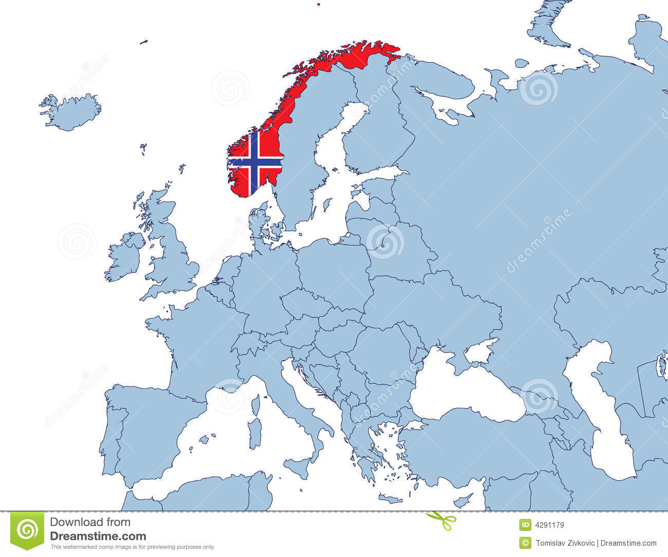 Royalty Free Stock Images  Norway On Europe Map