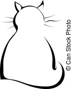 Silhouette Of A Black Cat On A White Background Stock Illustration