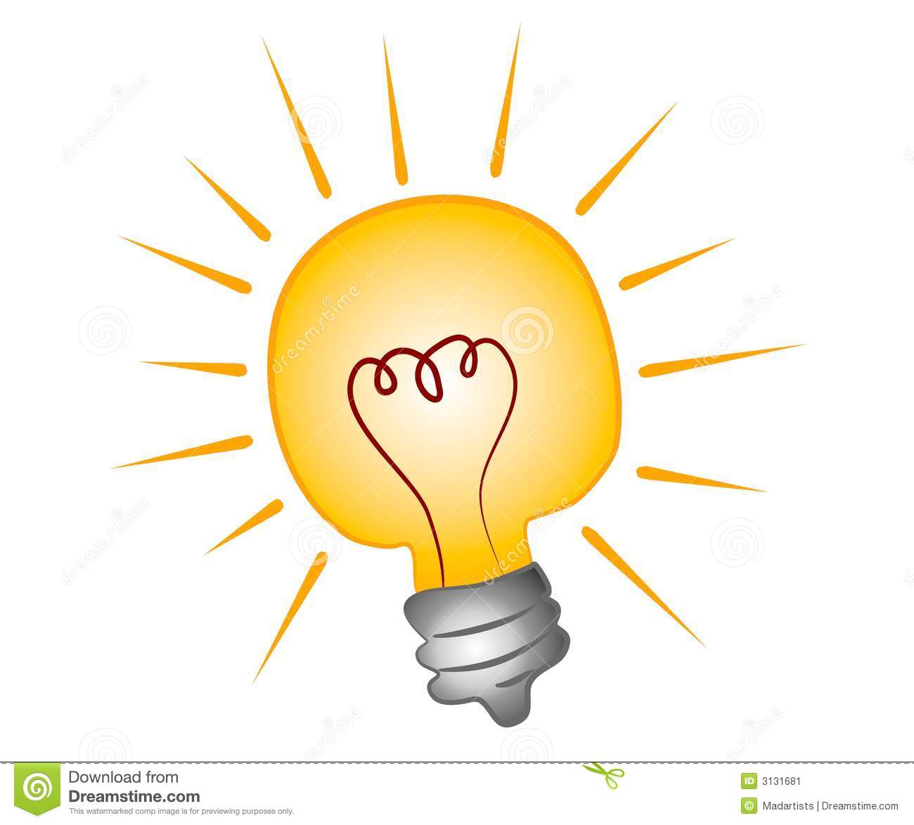 Simple Clip Art Illustration Of A Bright Shining Light Bulb Isolated