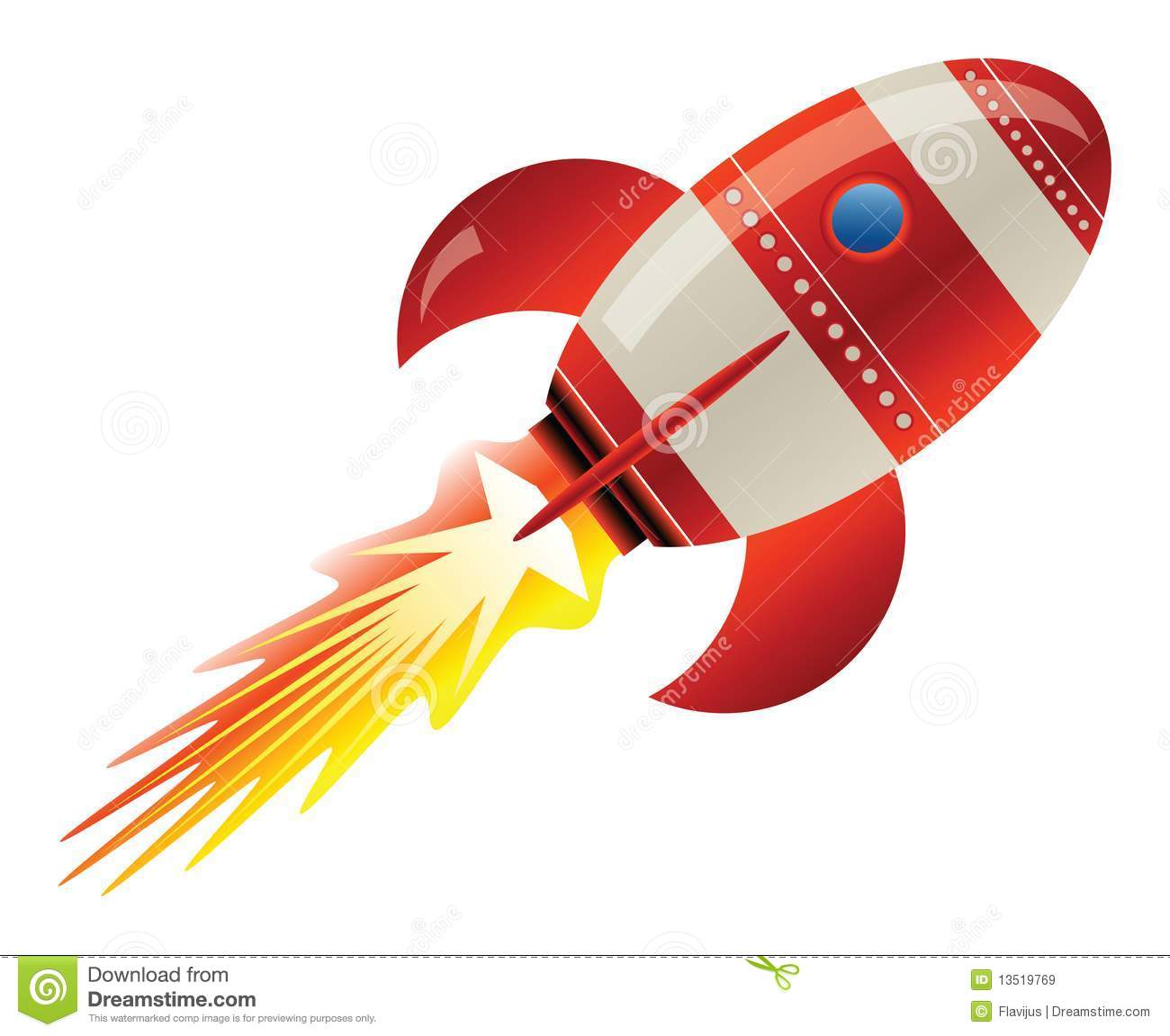 Stylized Illustration Of A Retro Rocket Blasting Off Into The Sky
